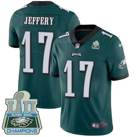 Men's Nike Eagles #17 Alshon Jeffery Midnight Green Team Color Super Bowl LII Champions Stitched Vapor Untouchable Limited Jersey